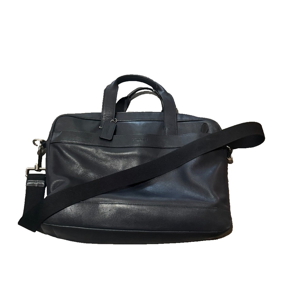 Coach Hamilton 2 way Briefcase Dark Blue Leather Laptop Bag F54801